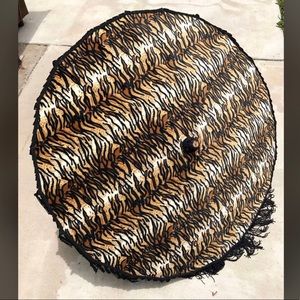 Tiger Print Fringe Parasol